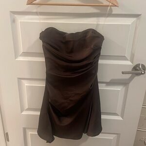 House of CB Chocolate Strapless Dress